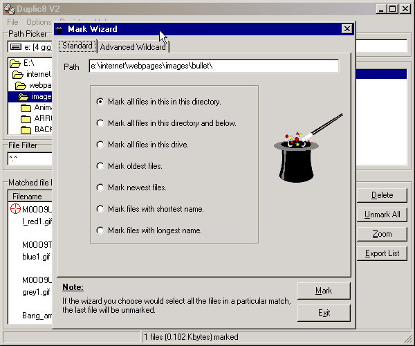 Using the Mark Wizard to mark the easy way.