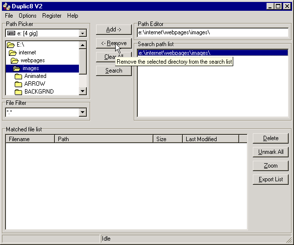 Oops, I didn't want that path. No problems just use the remove button to remove it from the search path list.
